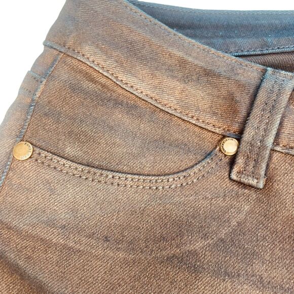Max Studio | Brown & Navy Iridescent Straight Leg Denim Jeans Size 8 | EUC - Picture 11 of 14
